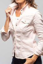 Yarmony Linen-Cotton Snap Shirt In Lotus Pink - AXEL'S
