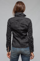 Axel's Premium Denim Yarmony Linen-Cotton Snap Shirt In Nero Ladies - Snap Shirts