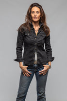 Axel's Premium Denim Yarmony Linen-Cotton Snap Shirt In Nero Ladies - Snap Shirts