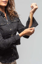 Yarmony Linen-Cotton Snap Shirt In Nero - AXEL'S