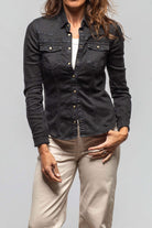 Yarmony Linen-Cotton Snap Shirt In Nero - AXEL'S