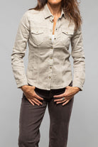 Axel's Premium Denim Yarmony Linen-Cotton Snap Shirt In Sasso Ladies - Snap Shirts