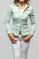Yarmony Linen-Cotton Snap Shirt In Spearmint - AXEL'S