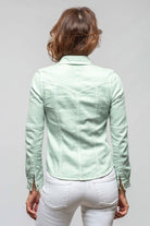 Yarmony Linen-Cotton Snap Shirt In Spearmint - AXEL'S