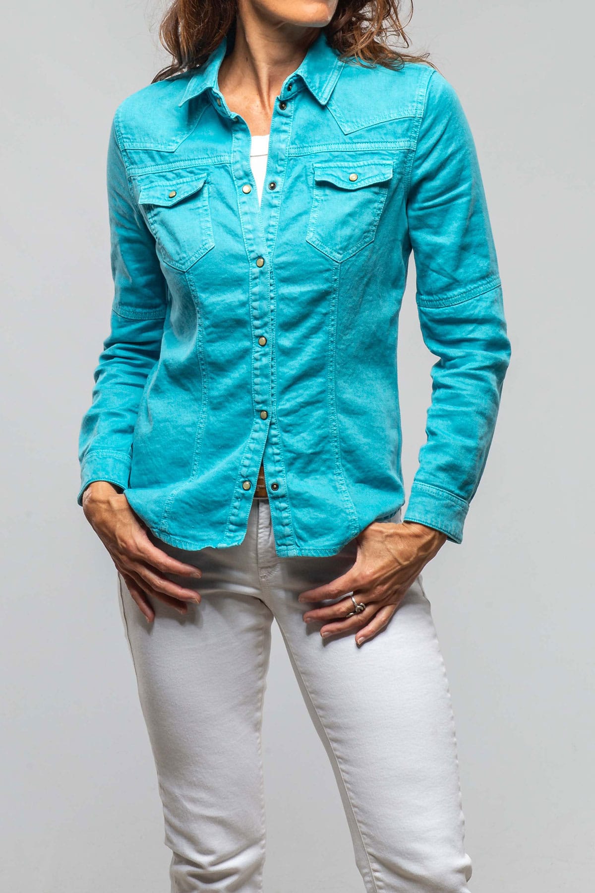 Axel's Premium Denim | Yarmony Linen-Cotton Snap Shirt In