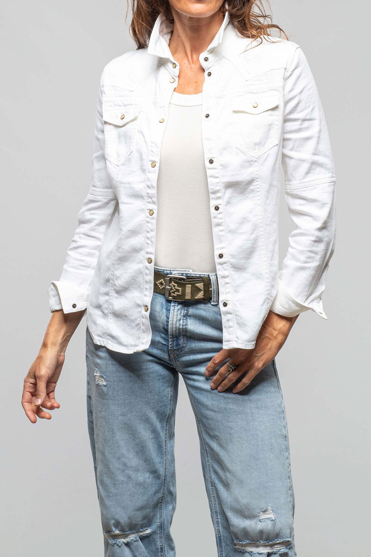 Yarmony Linen-Cotton Snap Shirt In White - AXEL'S