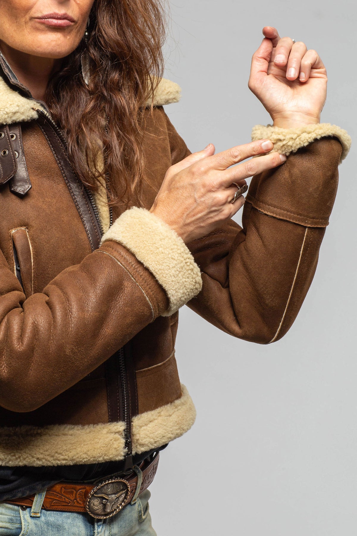 Axel's Renegade by Garrett Amelia Cropped Bomber Shearling In Brown Ladies - Outerwear - Shearling