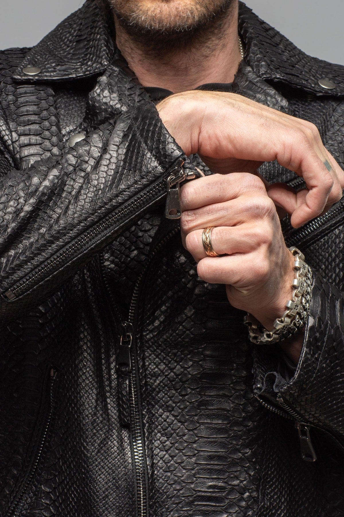 Axel's Renegade by Garrett Black Water Python Jacket Mens - Outerwear - Leather