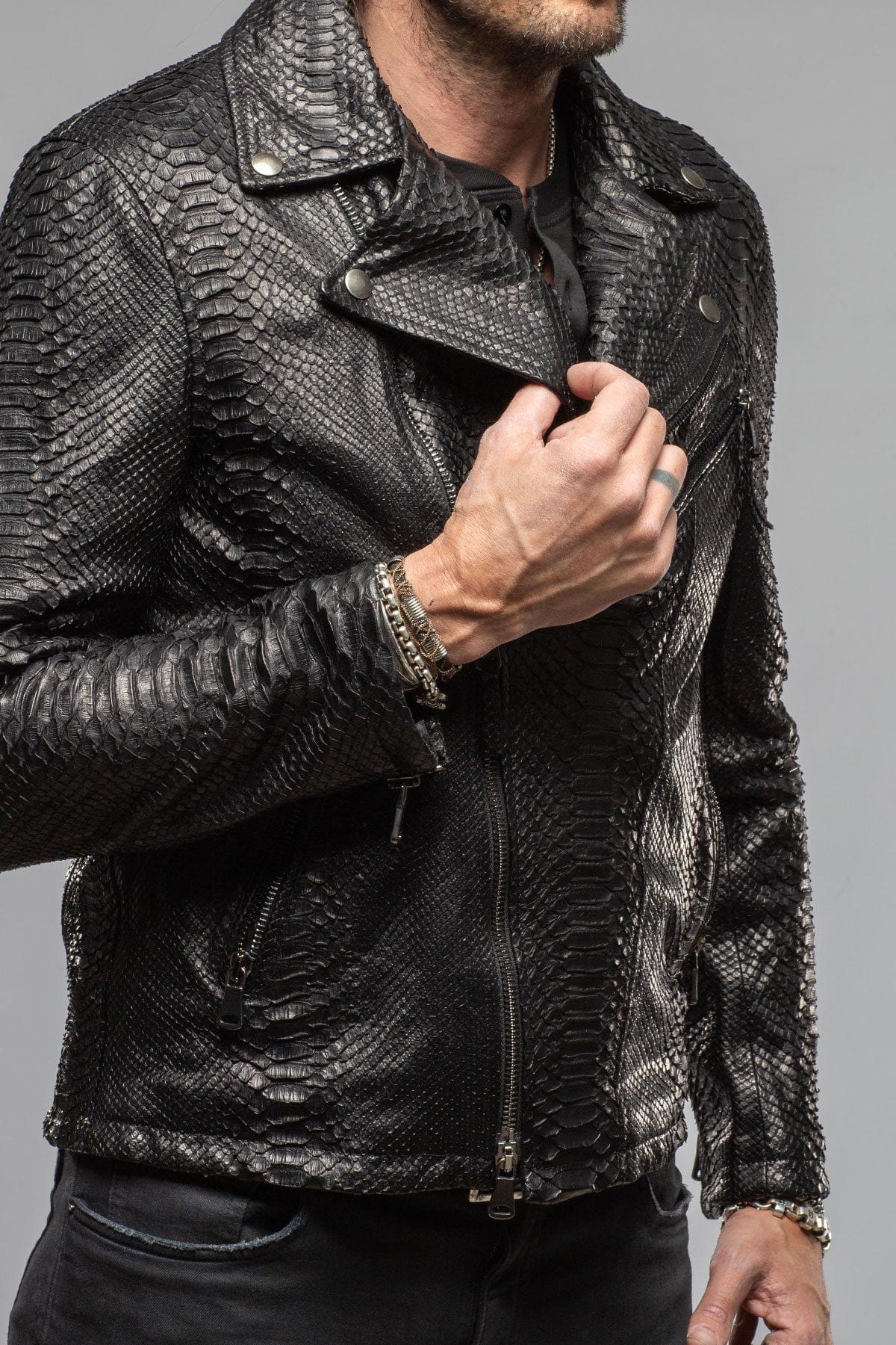 Axel's Renegade by Garrett Black Water Python Jacket Mens - Outerwear - Leather