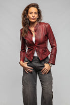 Axel's Renegade by Garrett Breck Short Leather Jacket In Charred Ruby Ladies - Outerwear - Shearling
