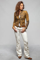 Axel's Renegade by Garrett Breck Short Leather Jacket In Charred Sunflower Ladies - Outerwear - Leather