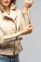 Cleo Side Zip Moto Jacket In Ivory - AXEL'S