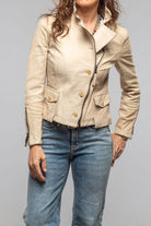 Cleo Side Zip Moto Jacket In Ivory - AXEL'S