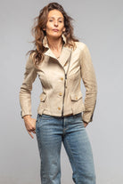 Cleo Side Zip Moto Jacket In Ivory - AXEL'S