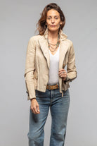 Cleo Side Zip Moto Jacket In Ivory - AXEL'S