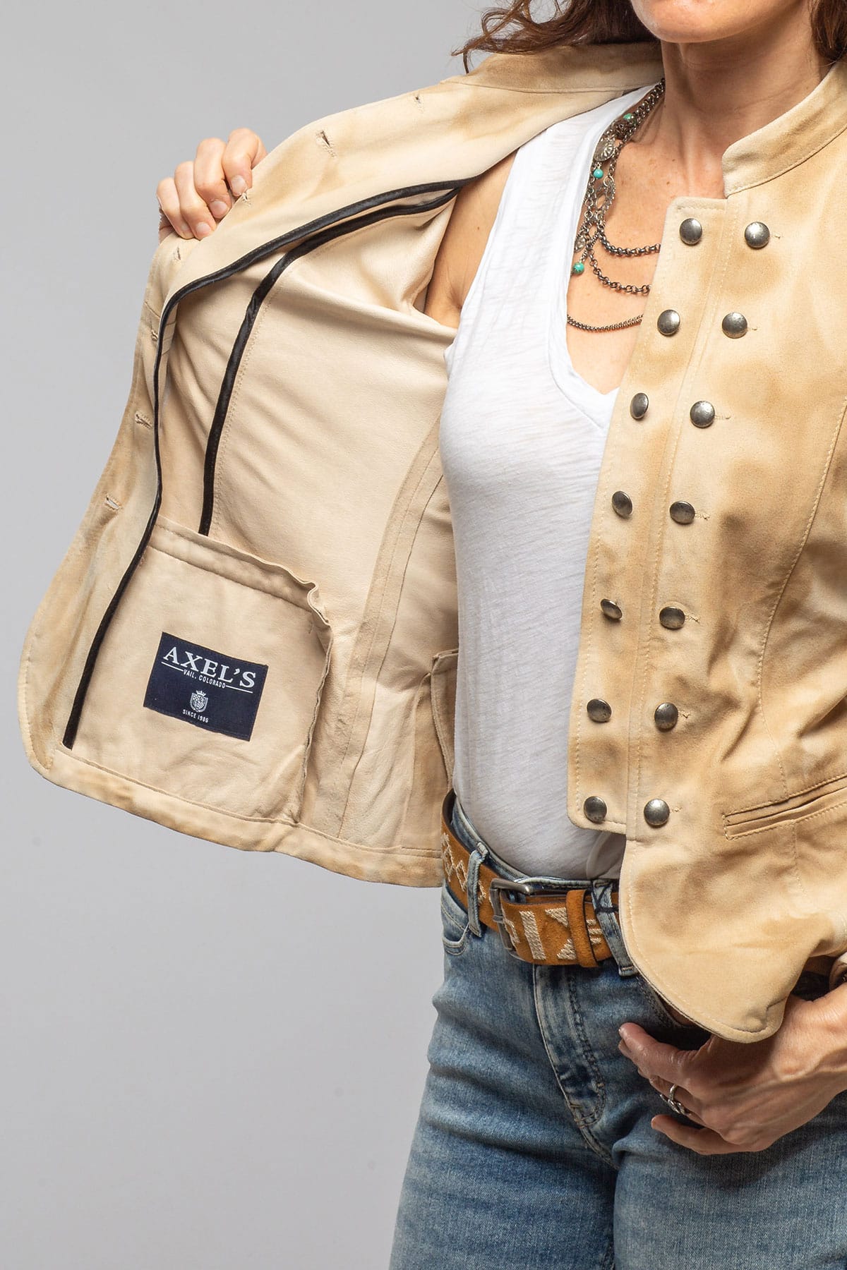 Colonel Suede Jacket In Natural - AXEL'S