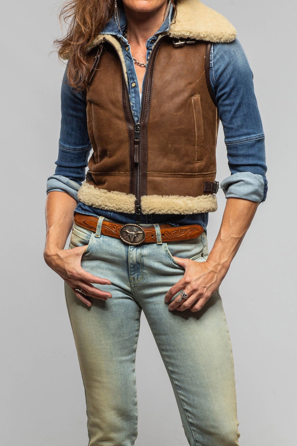 Axel's Renegade by Garrett Jezzy Shearling Aviator Vest Ladies - Outerwear - Shearling