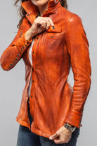 Leah Lambskin Snap Shirt In Charred Orange - AXEL'S
