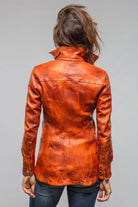 Leah Lambskin Snap Shirt In Charred Orange - AXEL'S