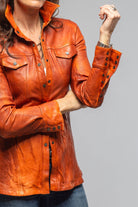 Leah Lambskin Snap Shirt In Charred Orange - AXEL'S