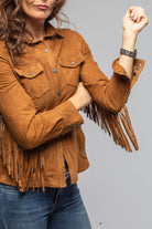 Leanne Suede Snap Shirt In Tobacco - AXEL'S