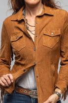 Leanne Suede Snap Shirt In Tobacco - AXEL'S