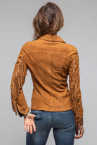 Leanne Suede Snap Shirt In Tobacco - AXEL'S