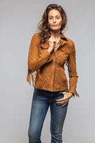 Leanne Suede Snap Shirt In Tobacco - AXEL'S