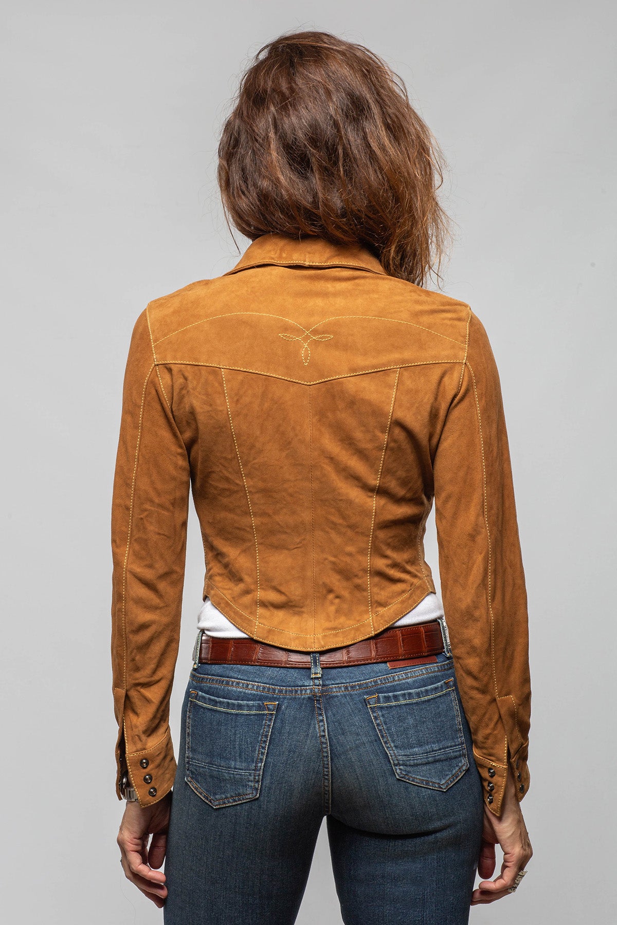 Axel's Renegade by Garrett Marty Suede Western Shirt In Cognac Ladies - Outerwear - Leather