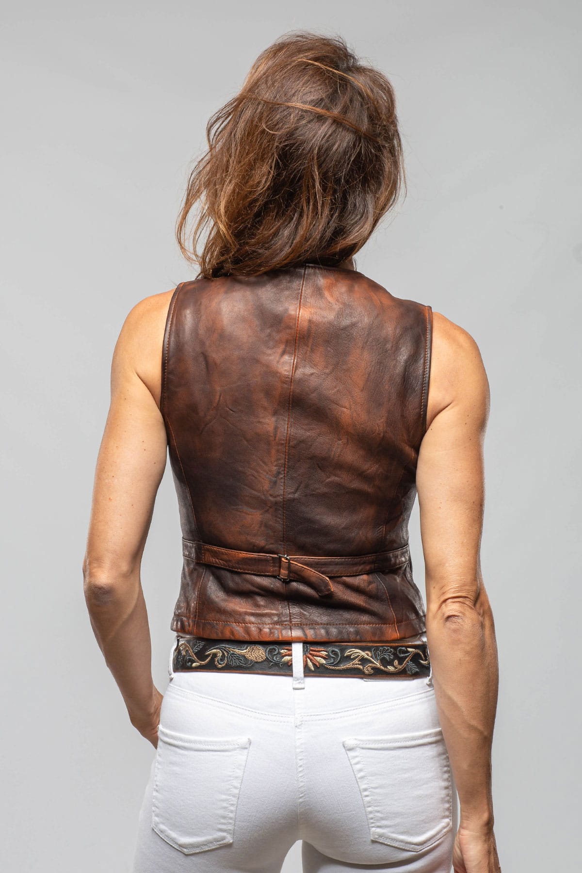 Axel's Renegade by Garrett Mavi Leather Zipper Vest In Cognac Ladies - Outerwear - Leather