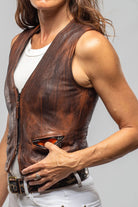 Axel's Renegade by Garrett Mavi Leather Zipper Vest In Cognac Ladies - Outerwear - Leather