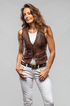 Axel's Renegade by Garrett Mavi Leather Zipper Vest In Cognac Ladies - Outerwear - Leather