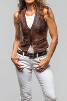 Axel's Renegade by Garrett Mavi Leather Zipper Vest In Cognac Ladies - Outerwear - Leather