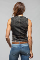 Axel's Renegade by Garrett Mavi Leather Zipper Vest In Vintage Black Ladies - Outerwear - Leather
