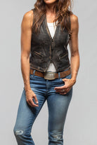 Axel's Renegade by Garrett Mavi Leather Zipper Vest In Vintage Black Ladies - Outerwear - Leather