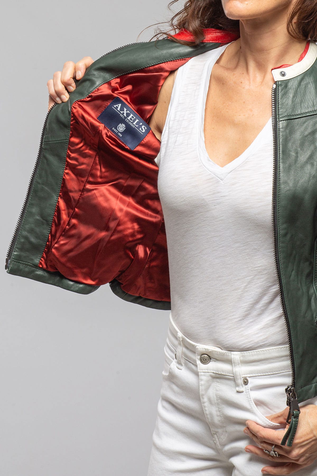 Motorista Lambskin Moto In Italian Green - AXEL'S