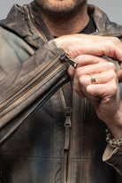 Axel's Renegade by Garrett Ozzy Hooded Moto In Washed Blue Mens - Outerwear - Leather