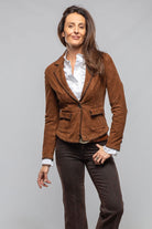 Axel's Renegade by Garrett Remuda Suede Whipstich Blazer In Cognac Ladies - Outerwear - Leather
