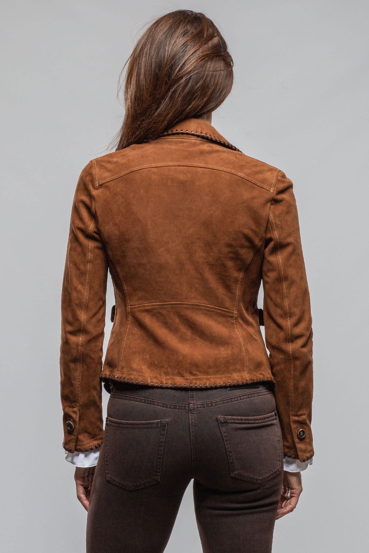Axel's Renegade by Garrett Remuda Suede Whipstich Blazer In Cognac Ladies - Outerwear - Leather