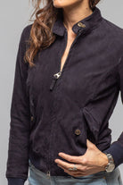 Ruthie Suede Baseball Jacket In Navy - AXEL'S