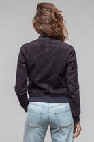 Ruthie Suede Baseball Jacket In Navy - AXEL'S