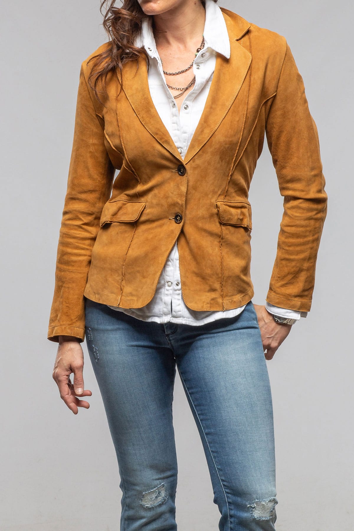 Samantha Lamb Suede Blazer In Whisky - AXEL'S