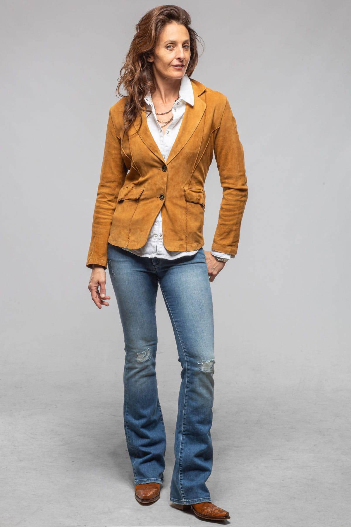 Samantha Lamb Suede Blazer In Whisky - AXEL'S