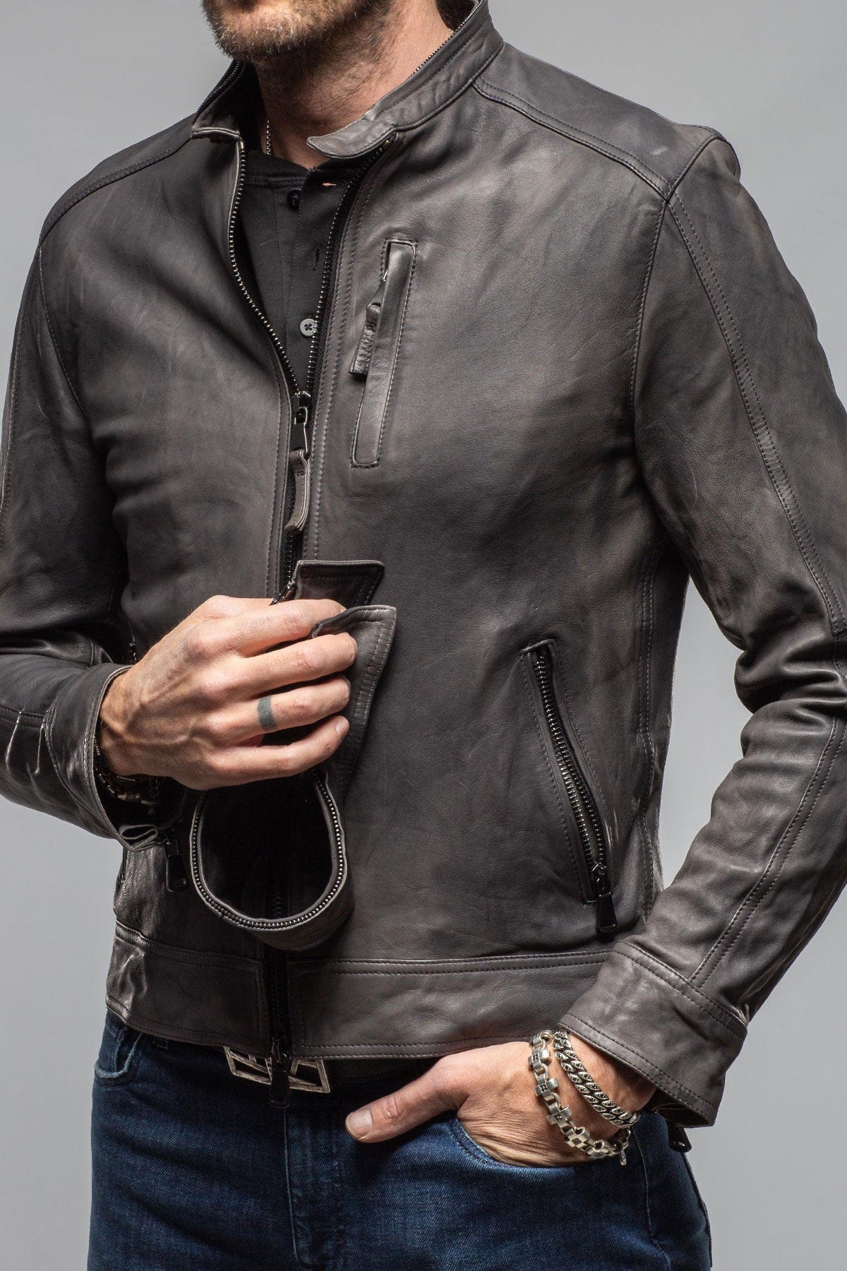 Axel's Renegade by Garrett Santana Moto In Char Mens - Outerwear - Leather