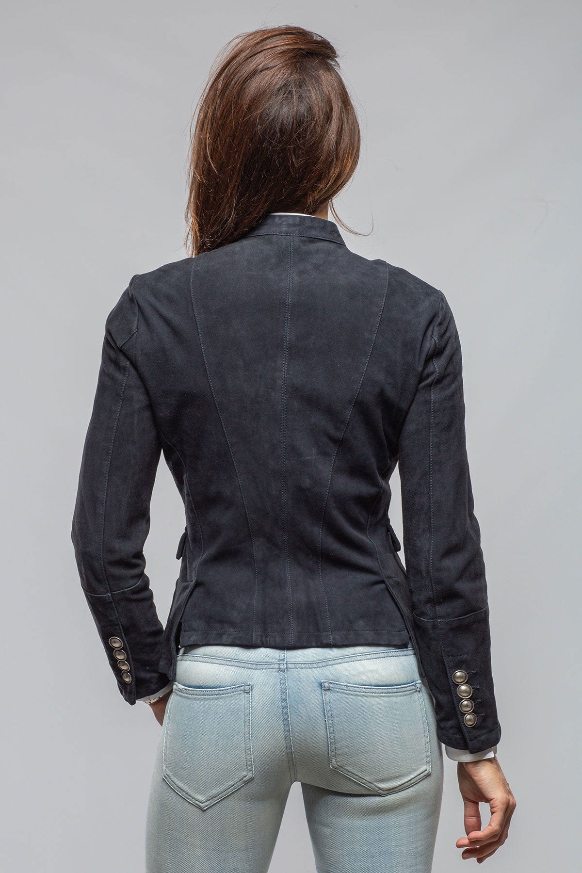 Axel's Renegade by Garrett Scarlet Washed Suede Shirt In Deep Sea Ladies - Outerwear - Leather