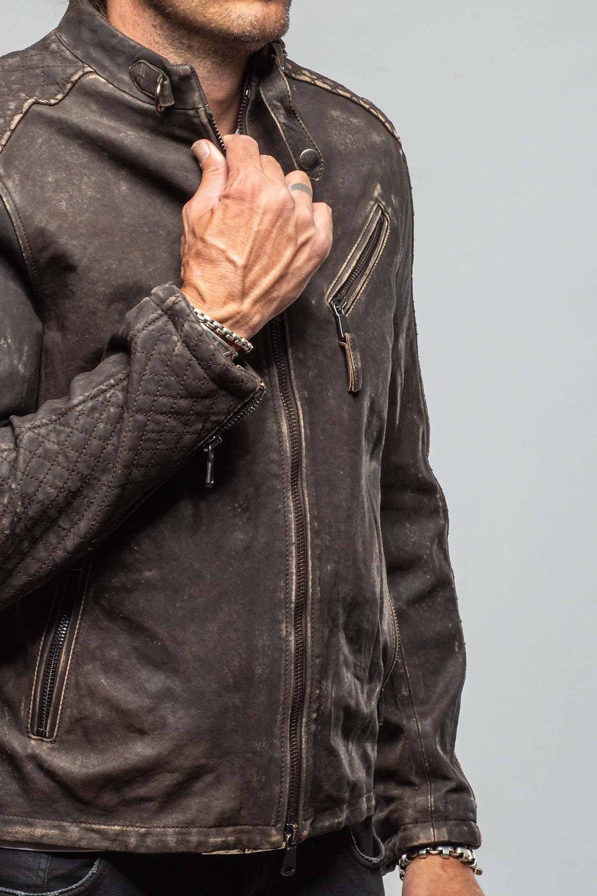 Axel's Renegade by Garrett Shuemacker Moto Jacket In Vintage Moro Mens - Outerwear - Leather