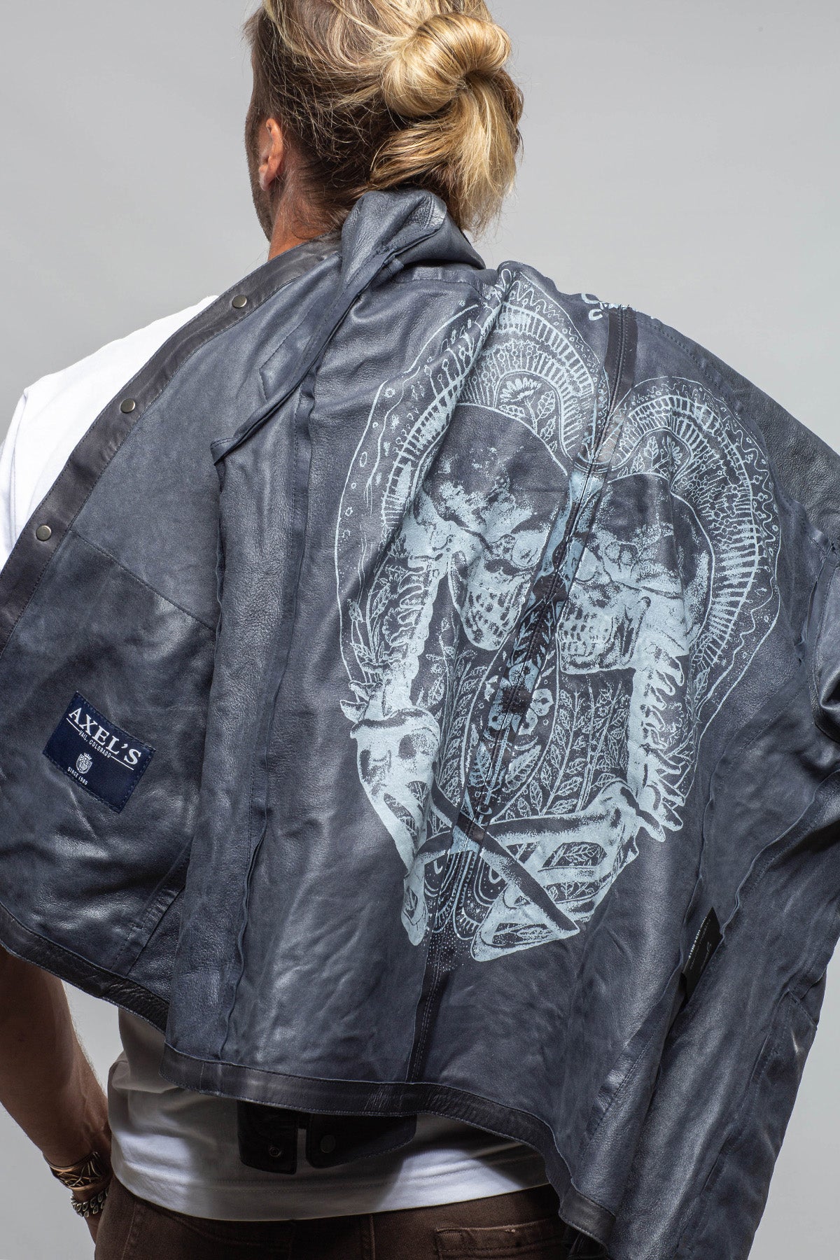 Axel's Renegade by Garrett Tame Leather Shirt In Navy Mens - Outerwear - Leather