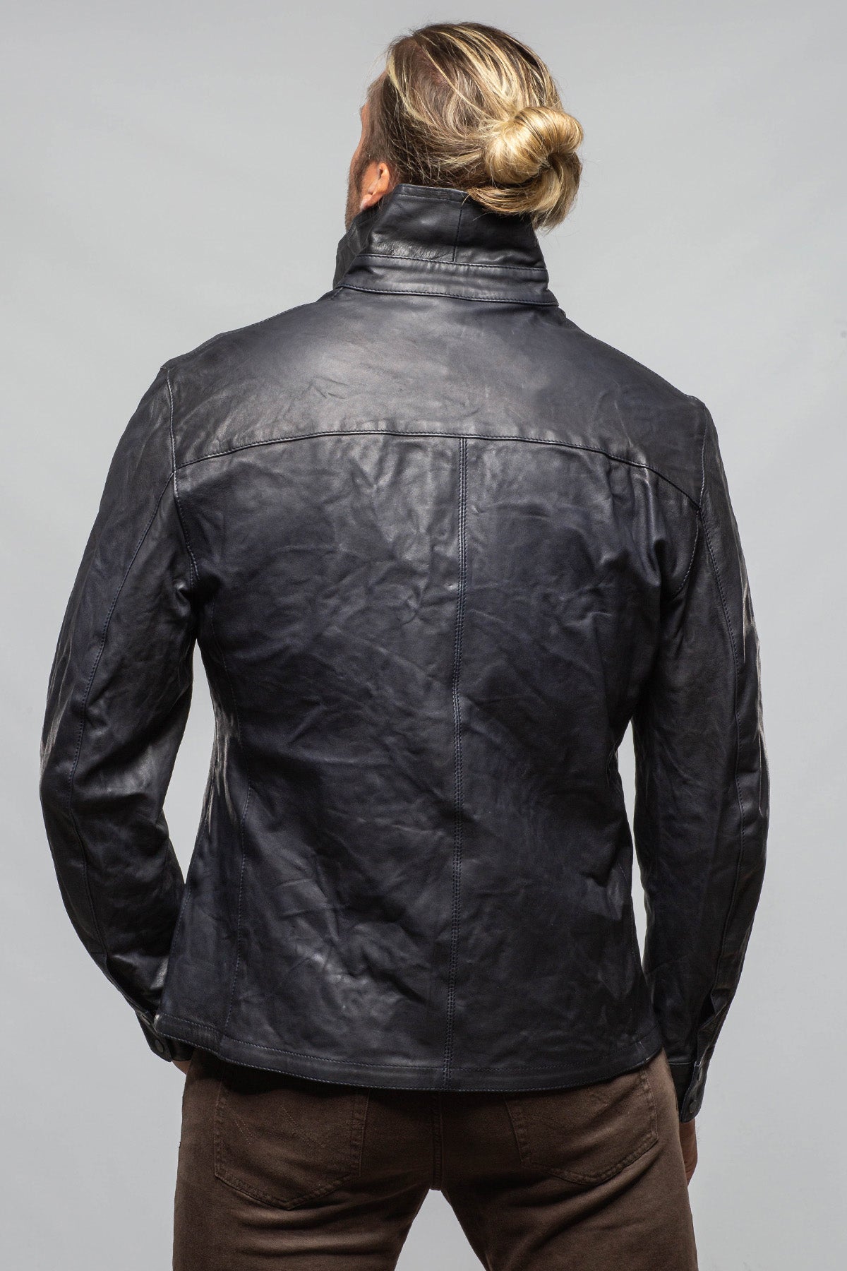 Axel's Renegade by Garrett Tame Leather Shirt In Navy Mens - Outerwear - Leather