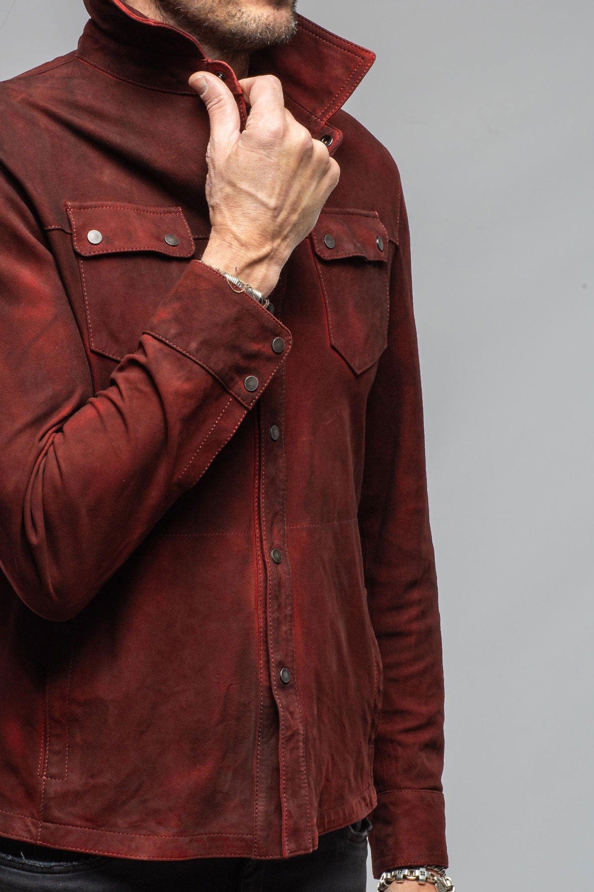 Axel's Renegade by Garrett Tame Shirt Jacket In Burgundy Mens - Outerwear - Leather