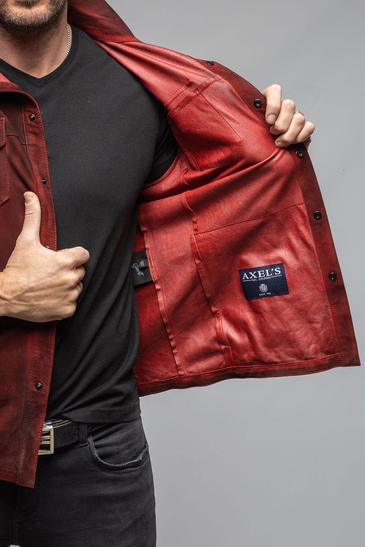 Axel's Renegade by Garrett Tame Shirt Jacket In Burgundy Mens - Outerwear - Leather